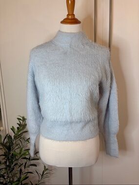 Guess Pale Blue “Mohair” Mock Neck Sweater | XS